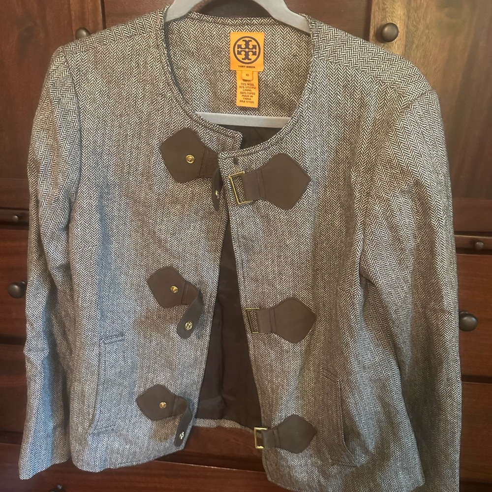 Tory Burch Tweed Lined Blazer Jacket Size 10